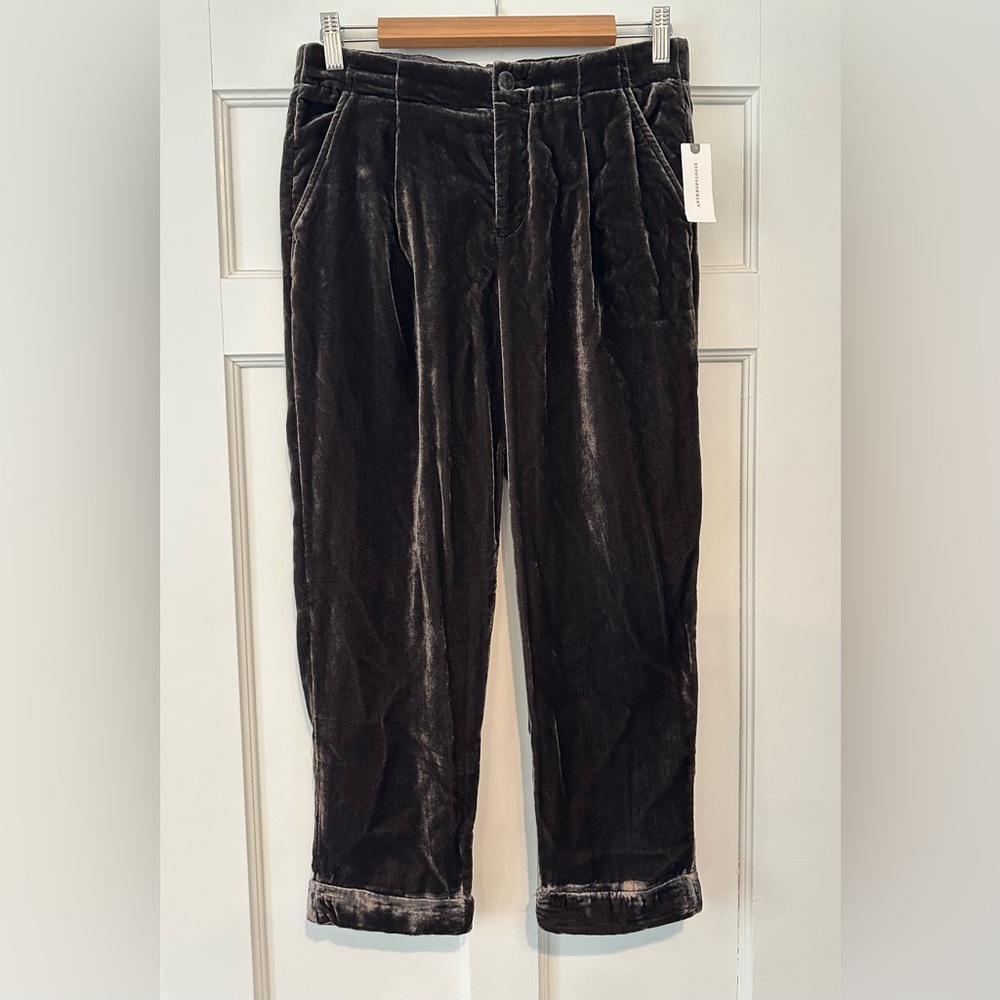 Ett:twa by Anthropologie crushed velvet ankle trousers